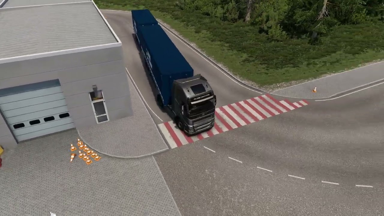 ETS2 driving academic Double Trailer Handling3-3 Shortcut to the Depot