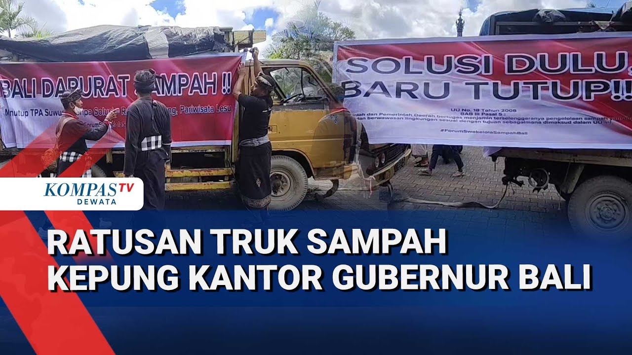 Ratusan Truk Sampah Kepung Kantor Gubernur Bali