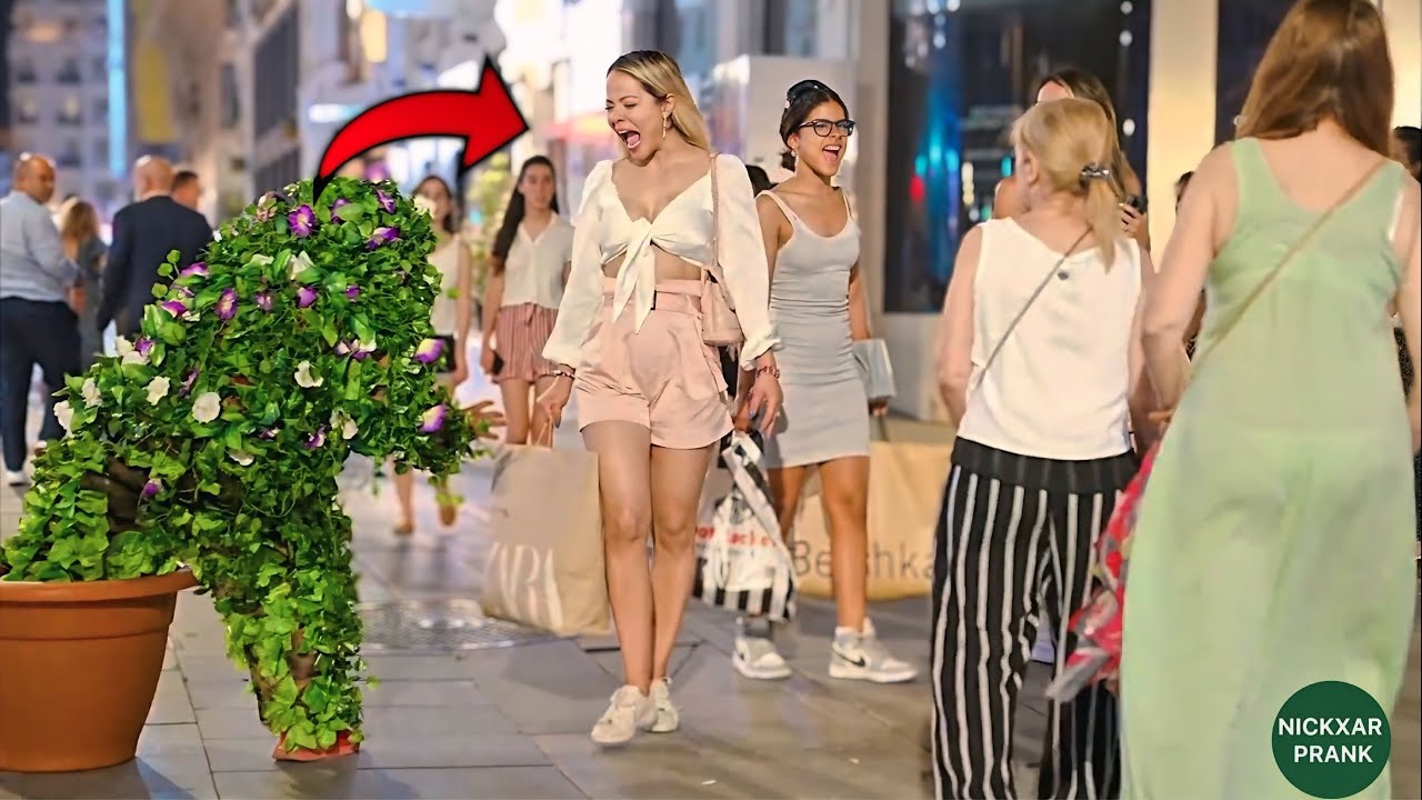 Invisible Bushman Prank Scares Beautiful Girl