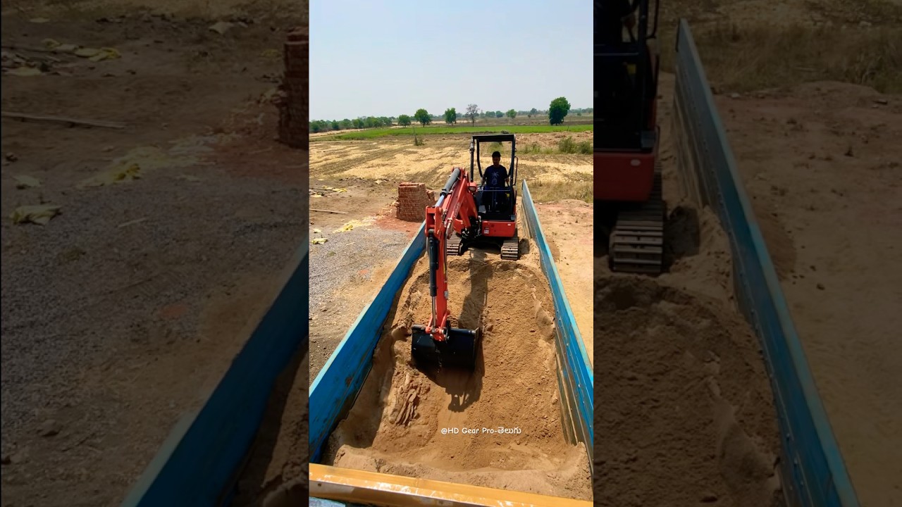 River sand unloading from truck with Kubota U30 6S mini excavator|river sand loading and unloading