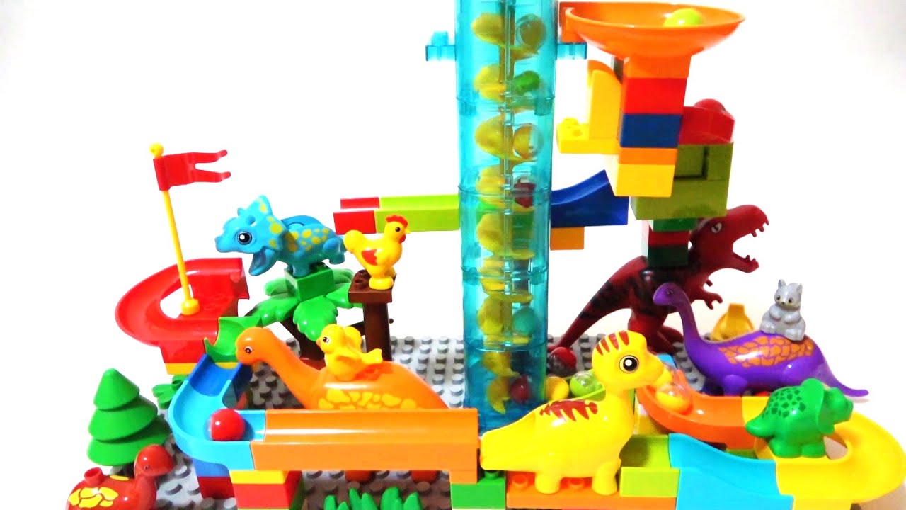 Marble run race  ☆ Summary video Colorful block marble dinosaur！Compilation  1h long video!!