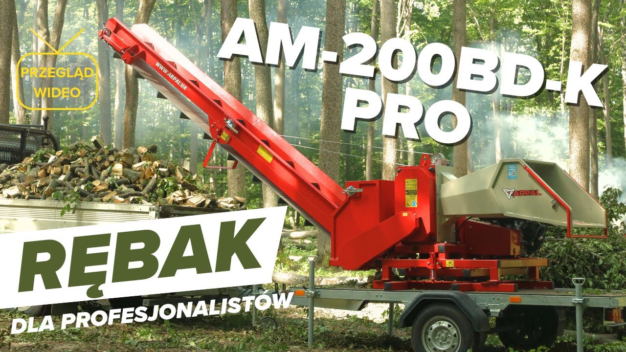 Pozyskiwanie drewna opałowego na skalę przemysłową. Rębak do gałęzi AM-200BD-K PRO - Wideo przegląd