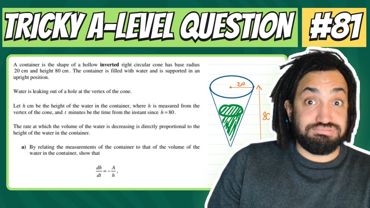 Next level hard cone differential equation | Tricky A-Level Maths Question #81