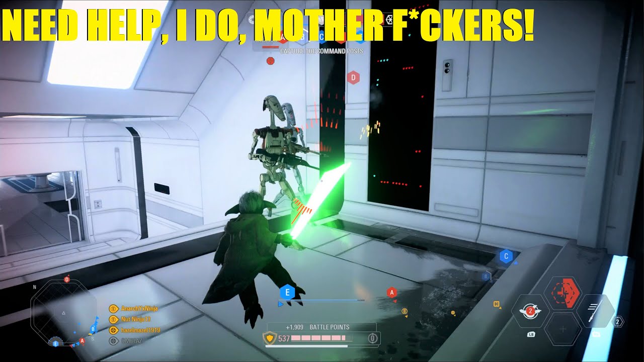 Star Wars Battlefront 2 - Yoda battling never ending hordes of Battle Droids! INTENSE BATTLE FOR C!