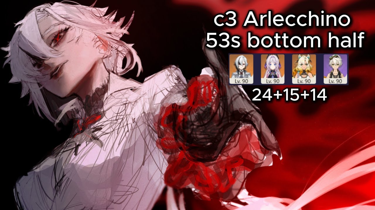 [5.4 Abyss] c3 Arlecchino 8cost 53s bottom half continuous speedrun