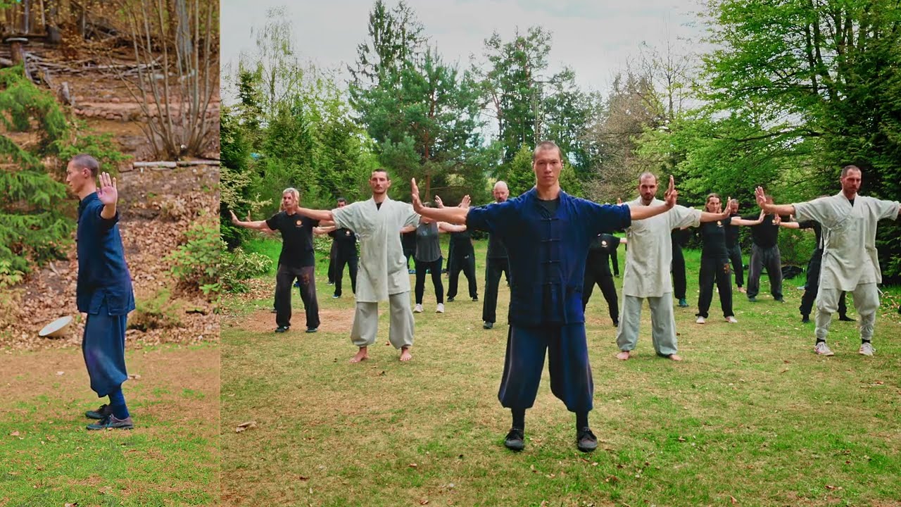 Shaolin Qi Gong - Yi Jin Jing 易筋經 - Laoshi Miao Hai and students