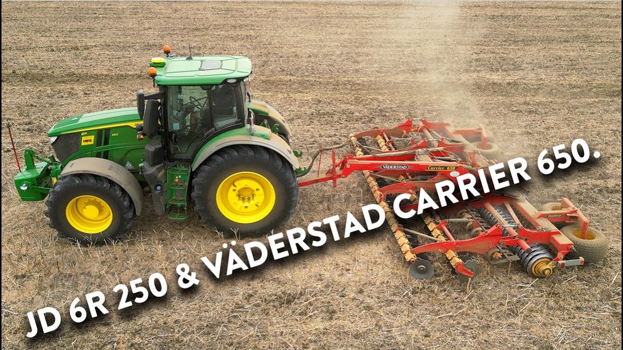 4Kᵁᴴᴰ August 2024: John Deere 6R 250 and Väderstad Carrier 650 ripping OSR stubble in Suffolk