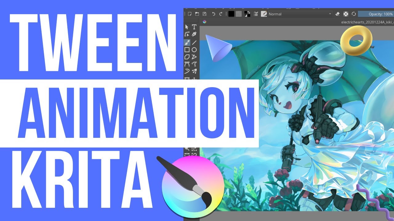 🔴How to do Tween Animation in krita - learn to use the animation curves.