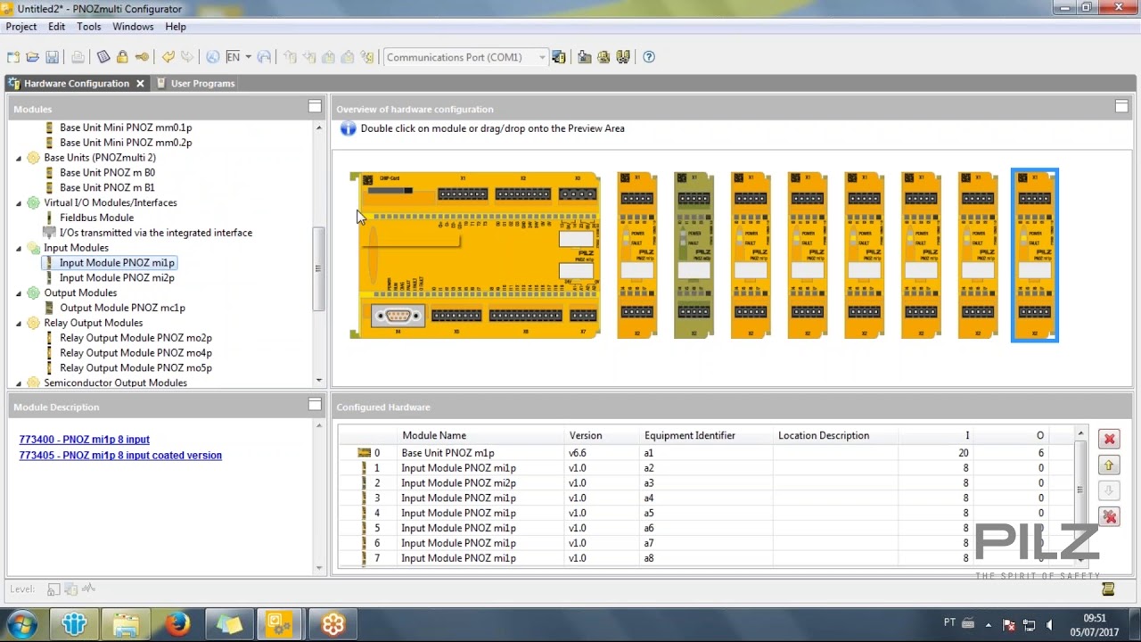 PNOZmulti COnfigurator - Configuração PNOZmulti Classico