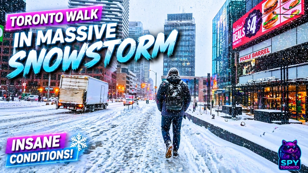 Toronto Walk in Massive Snowstorm | Canada Walking Tour in 4K