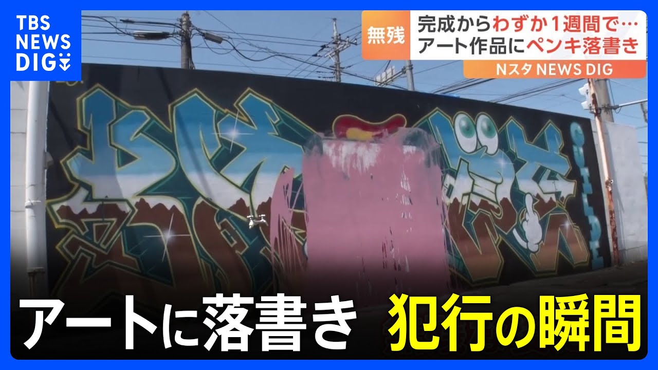 壁に描かれたグラフィティアートが　無残な姿に&hellip;防犯カメラに写った犯行の瞬間｜TBS&nbsp;NEWS&nbsp;DIG