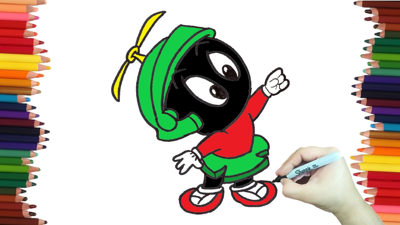 Como dibujar a MARVIN de baby looney tunes paso a paso y muy facil