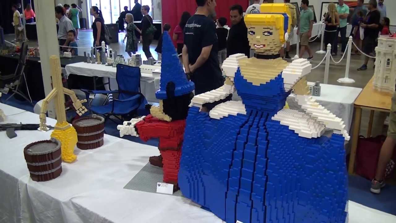 Giant LEGO Disney Fantasia Mickey, Cinderella, magic broom  &ndash; BrickFair Virginia 2015