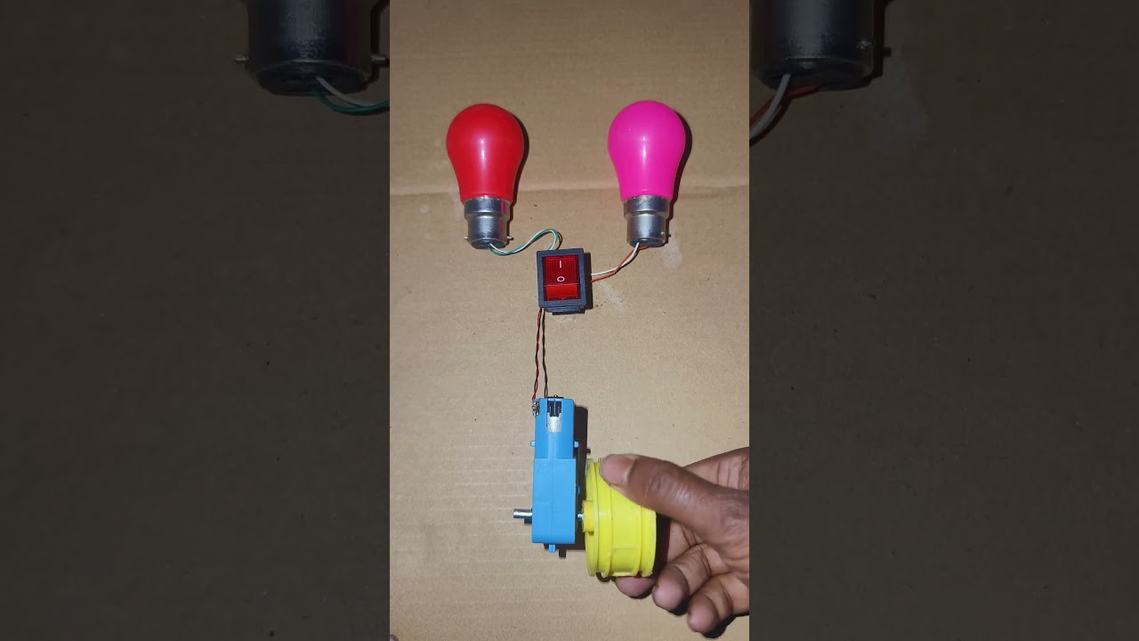 Polarity Switching Using Metal Gear Motor and Two LED Light #dcmotor #tech #dynamo #shorts