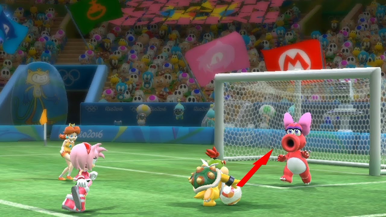Mario and Sonic at The Rio 2016 Olympic Games #Football -Team Luigi vs Team Peach , Amy