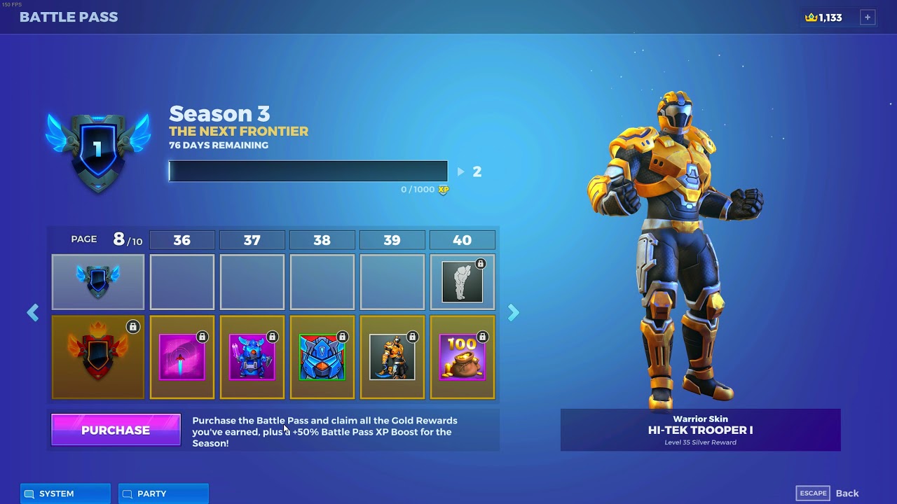 Realm Royale: OB17 The Next Frontier Battle Pass 3 All Levels