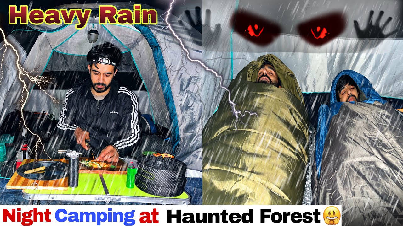 The Scariest Night Camping of our Lives | Heavy Rain Camping in Dark forest of India