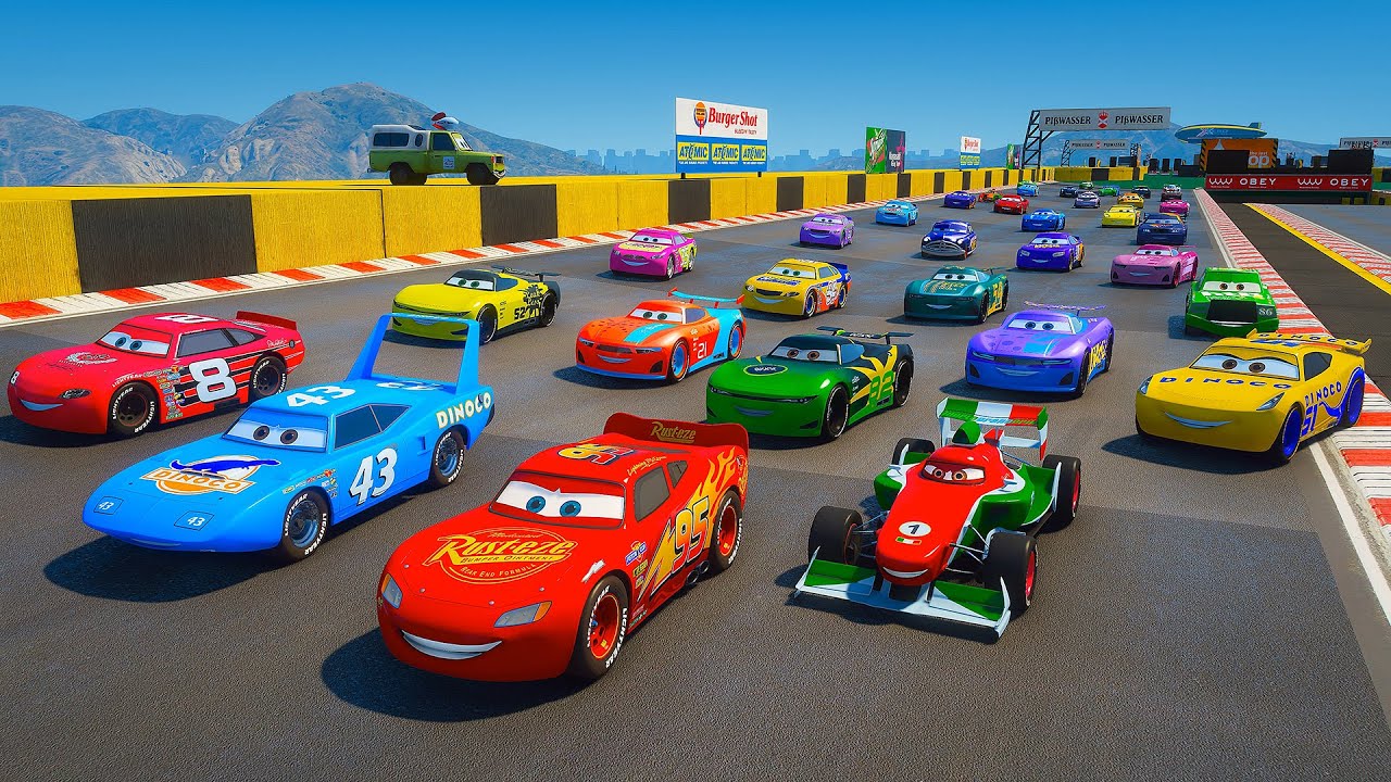 Pixar Crazy Cars 3 Race McQueen vs The King Jackson Storm Chick Hicks Francesco Bernoulli Ramirez 4K