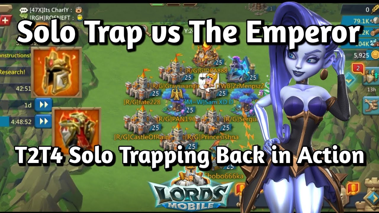 F2P Solo Trap vs Emperor Account | KvK Action,Gangbang| T2T4 SoloTrap Back in Action- Lords Mobile