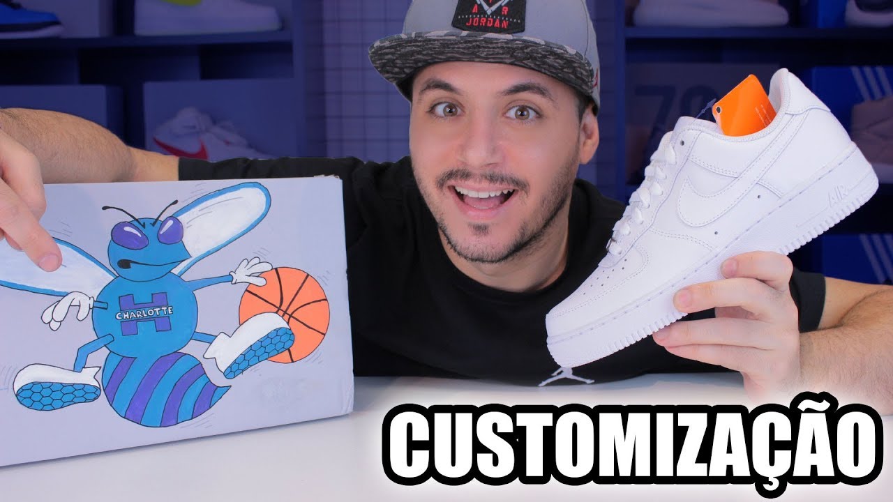 Customiza&ccedil;&atilde;o Air Force 1 Branco NBA Charlotte