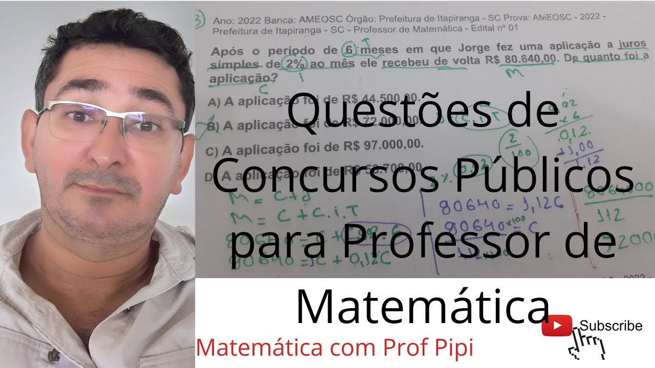 Resolução Prova de Concurso Público para Professor de Matemática