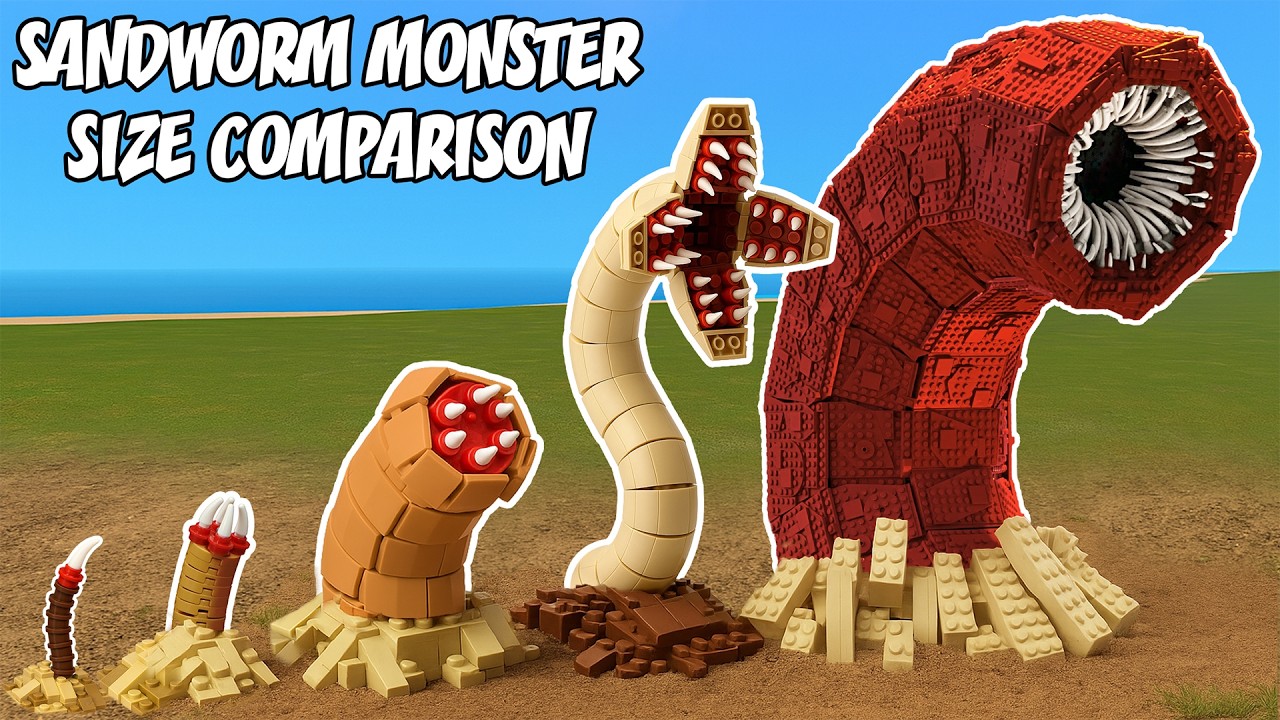 Сравнение размеров эволюционировавшего песчаного червя смерти — Lego Giant Desert Dune Monster Aw...