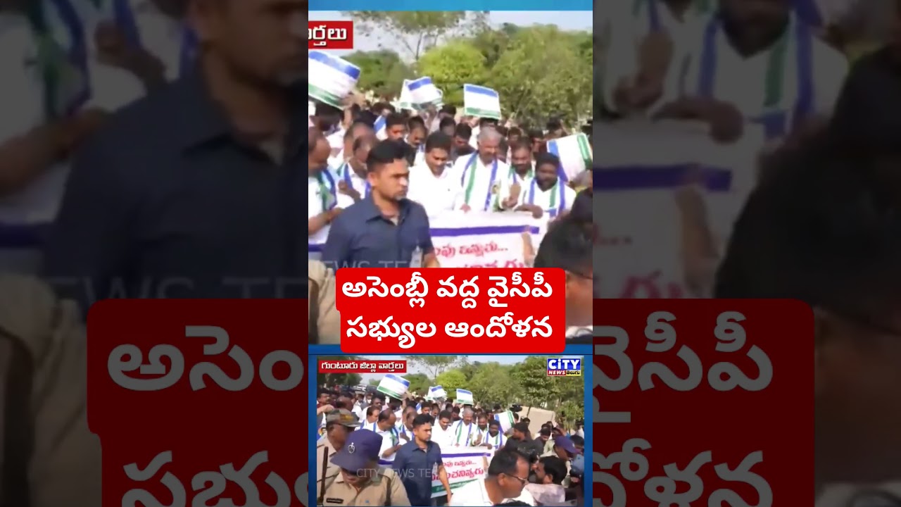 అసెంబ్లీ వద్ద ప్రతిపక్ష ఎమ్మెల్యేలు, ఎమ్మెల్సీలు ఆందోళన