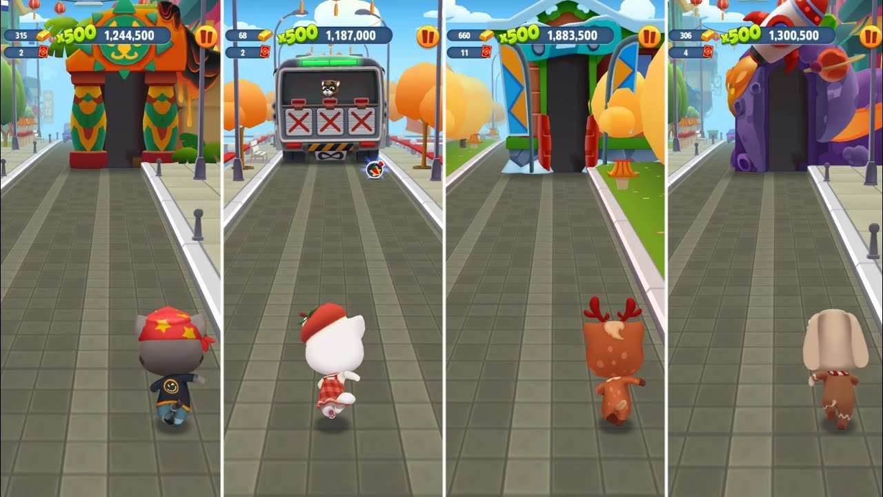 Talking Tom Gold Run China Biker Tom vs Persimmon Angela vs Reindeer Ginger vs Gingerbread Ben