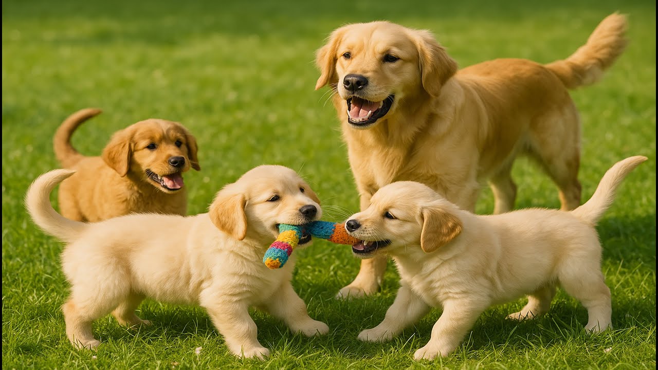 🐶🔥 Cute Puppies Fighting Over Toys on Green Grass – Funny Dog Moments & Playful Barks