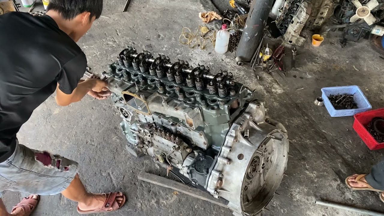 Đại tu và sơn lại động cơ Mitsu 6 | Fully Restoration Old Mitsubishi 6D15 Diesel Engine