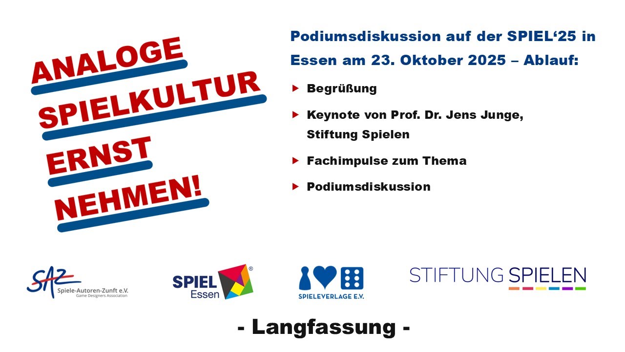 Podiumsdiskussion „Analoge Spielkultur ernst nehmen“ / Komplette Aufzeichnung