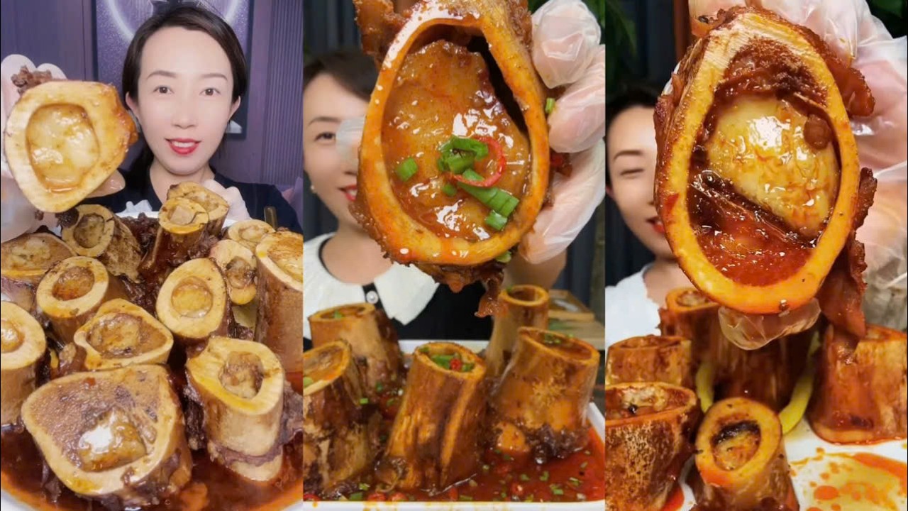 MUKBANG beef bone marrow ASMR  - The best of delicious Lien Huong food #1903