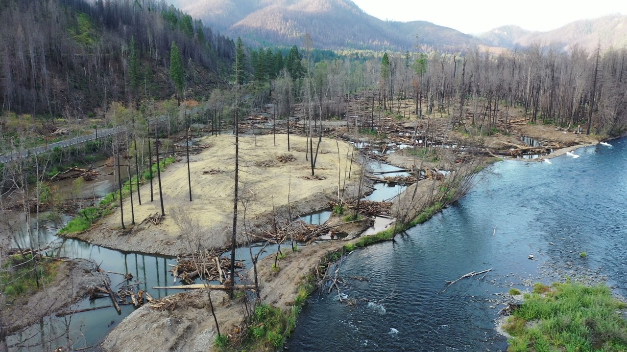 Finn Rock Reach Restoration Phase I Initial Watering Aerial 8 19 21