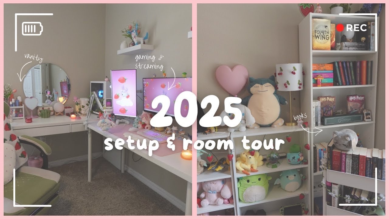 Desk Tour 2025 🎀 | Pink Gamer Setup + Streaming Corner Aesthetic 🍓