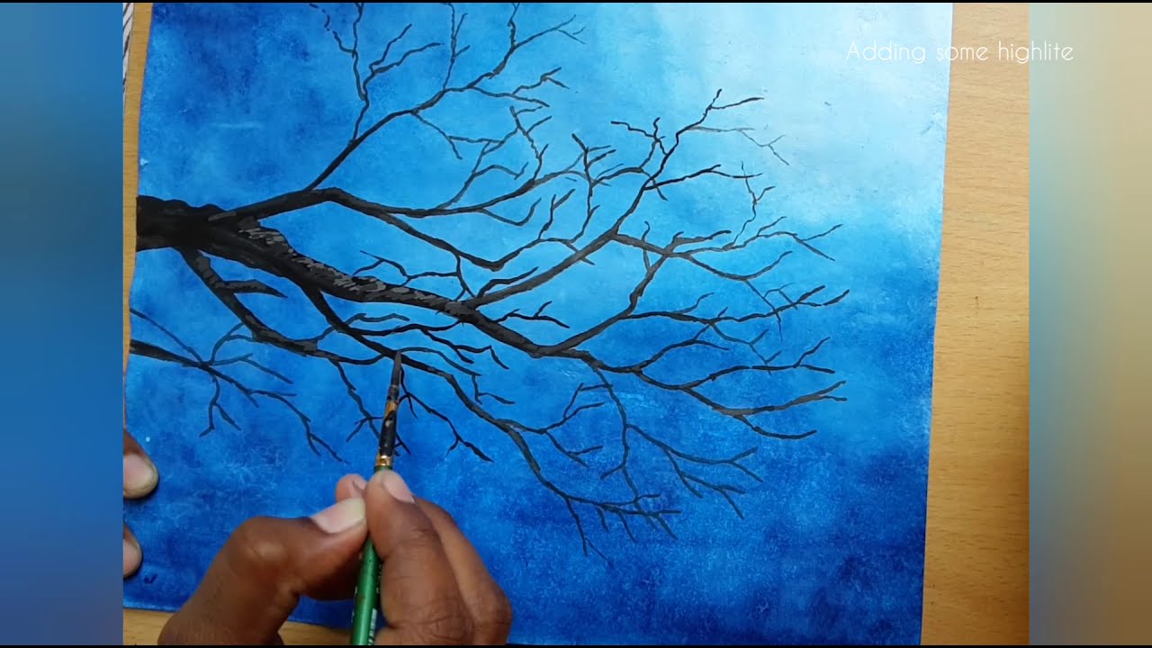 Acrylic tree branch painting