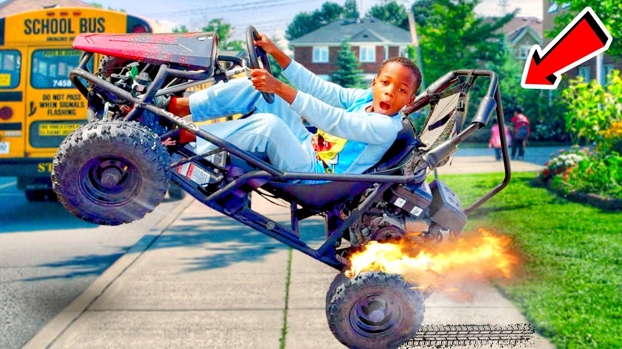 BOY SKIPS school to RACE FOUR WHEELER GO KART*MOM TEACHES HIM A LESSON