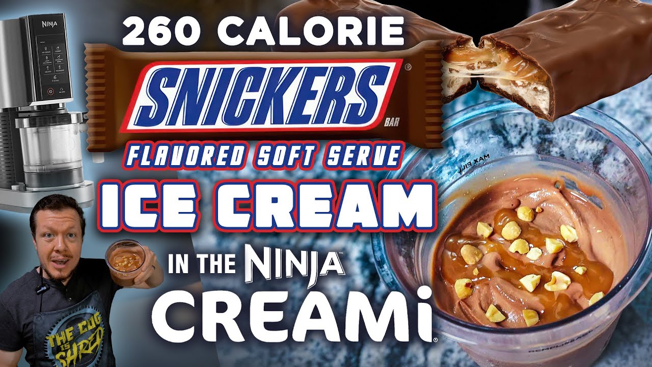 Ninja Creami SNICKERS Soft Serve Ice Cream (Only 260 Calories!)