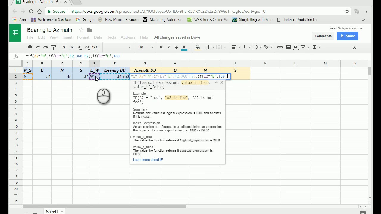 Bearing to Azimuth in Any Spreadsheet