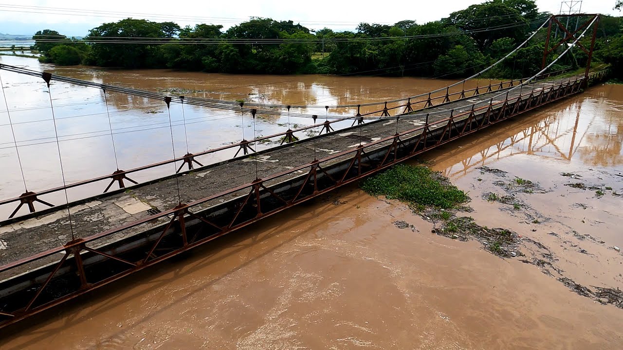 EL RÍO LEMPA DESBORDADO EN COLIMA ARRASTRANDO ARBOLES