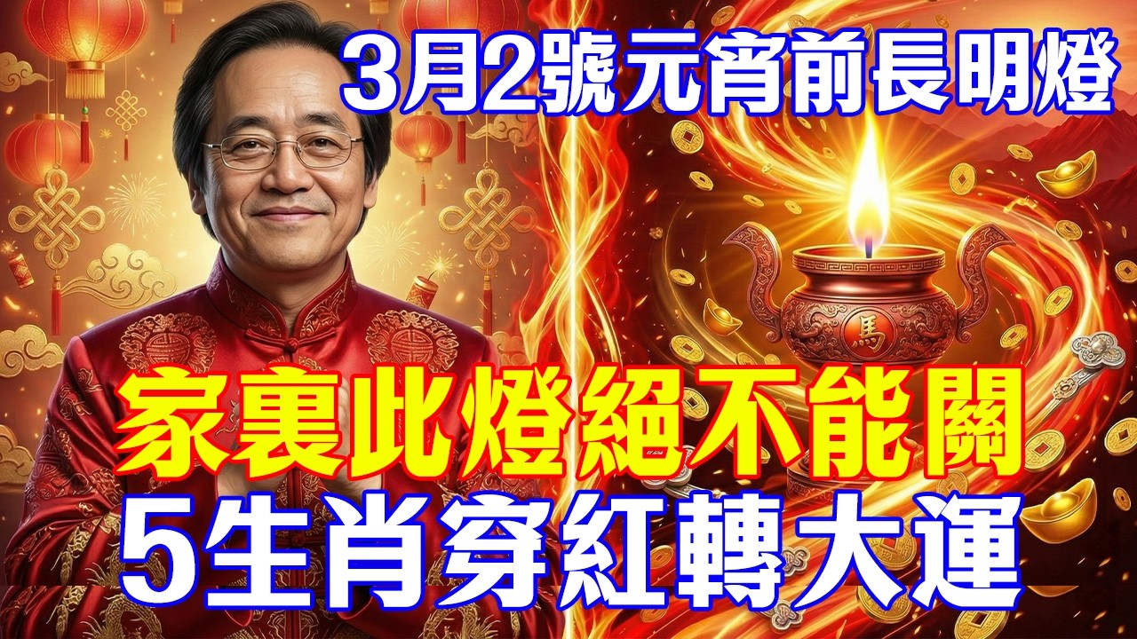 倪海廈：3月2號正月十四元宵前夕「長明燈」千萬別關！這5個生肖穿紅色，保你2026赤馬年翻天覆地！#倪海廈#2026運勢#赤馬紅羊劫#中醫養生#正月十四