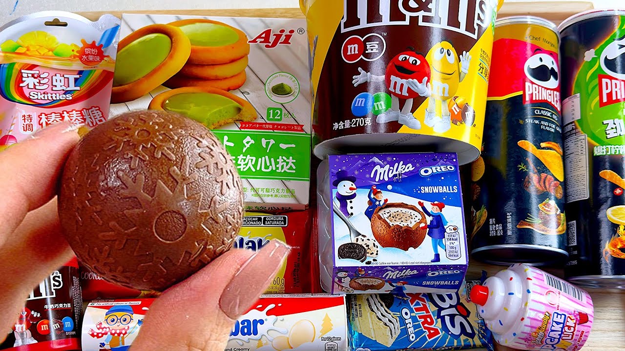 New Holiday Snack Opening, M&M’s Oreo Oreo snowball Milka  Pringles nestle cookies big Xtra Oreo  