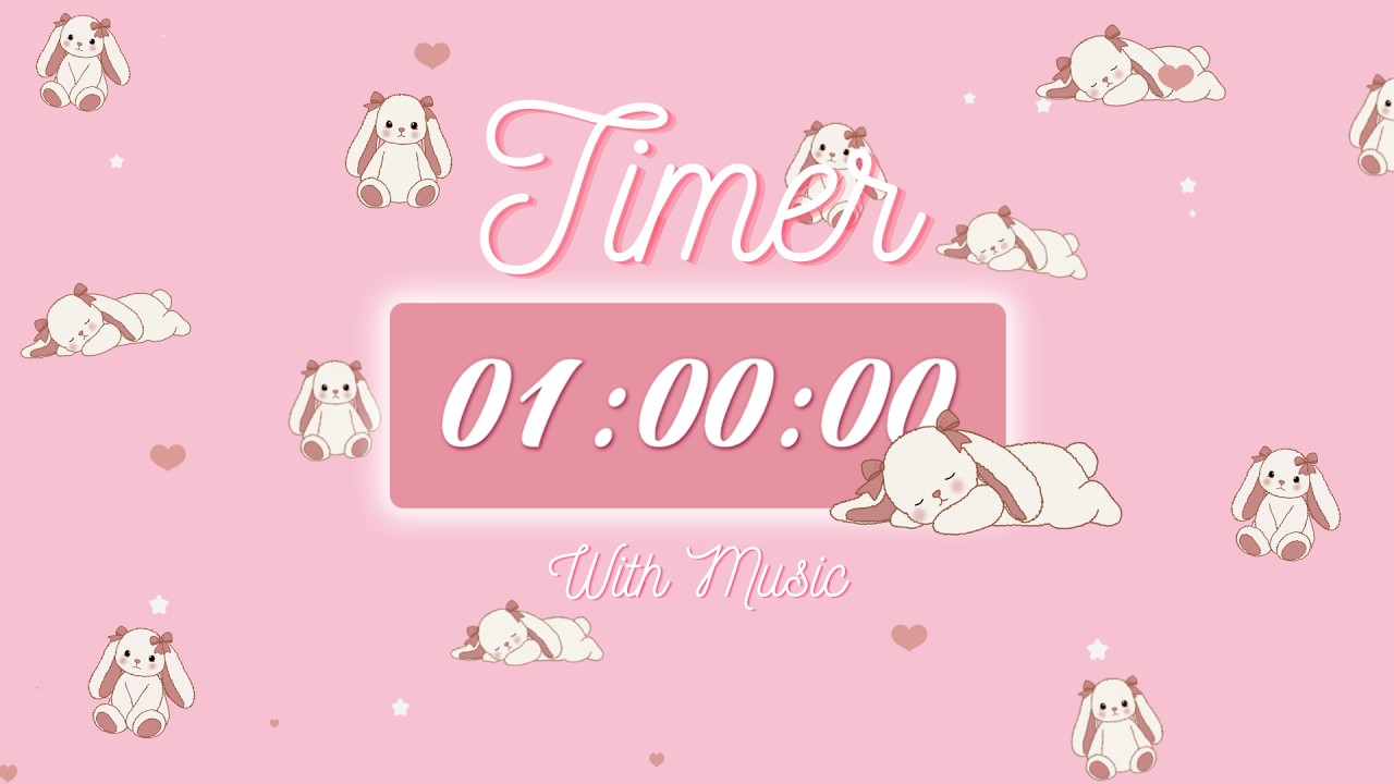 🐰 Focus Timer for Studying & Productivity | 1 Hour | Soft Pink Aesthetic + Music