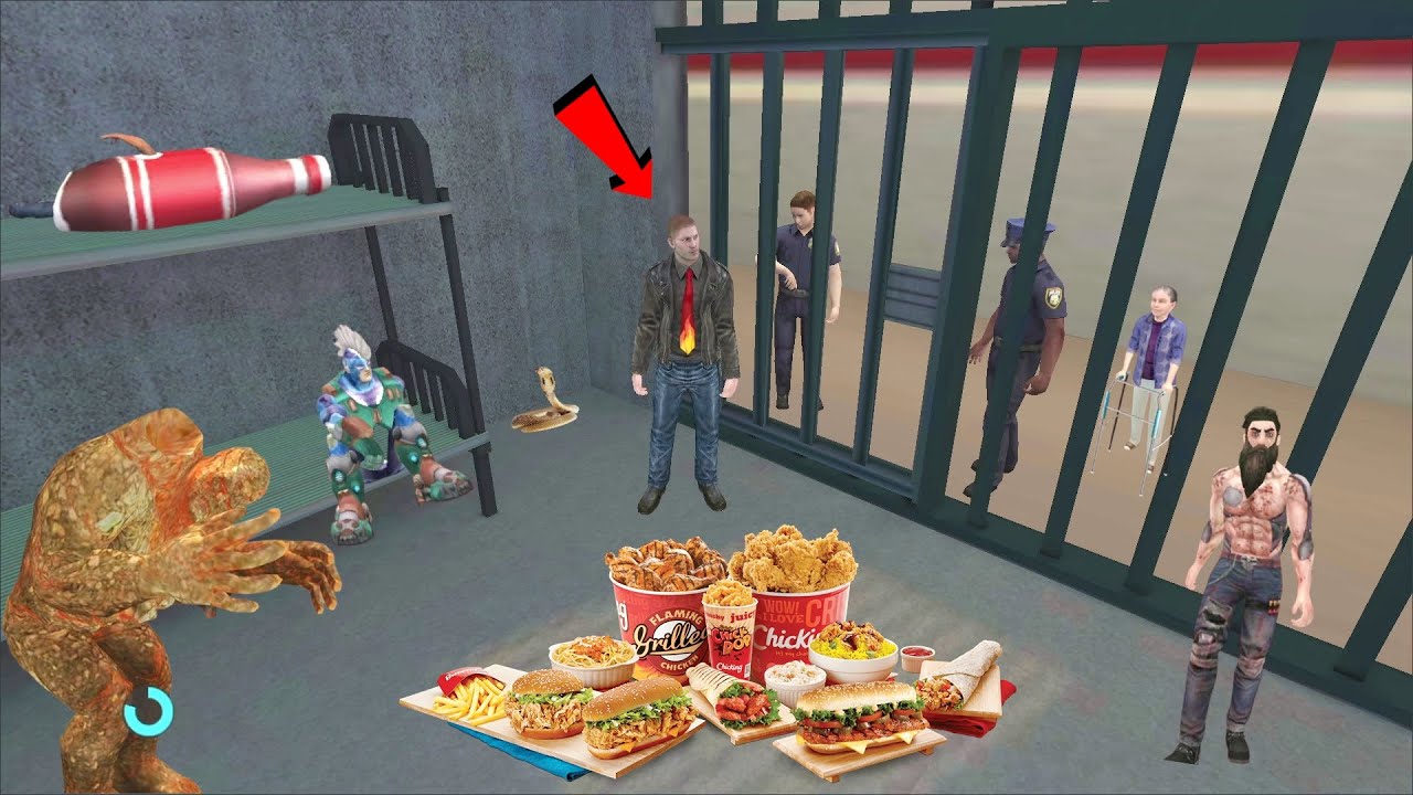Rope Hero Vice Town (prisoner mutant man in police jail) stone giants in vice town jail - HD