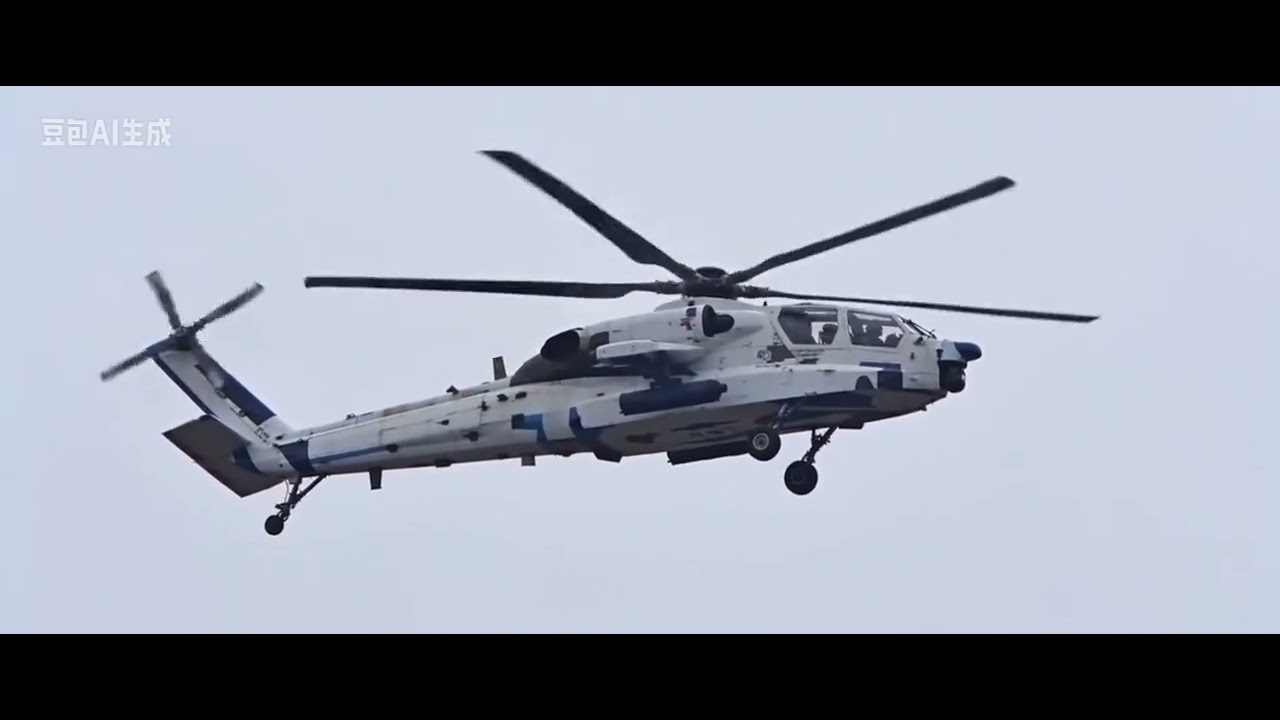 Z-21 heavy attack helicopter. Chinese Army. AI based on photo. 