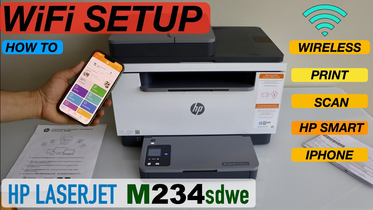 Настройка WiFi для HP LaserJet M234sdw, подключение к беспроводной сети для беспроводной печати и...