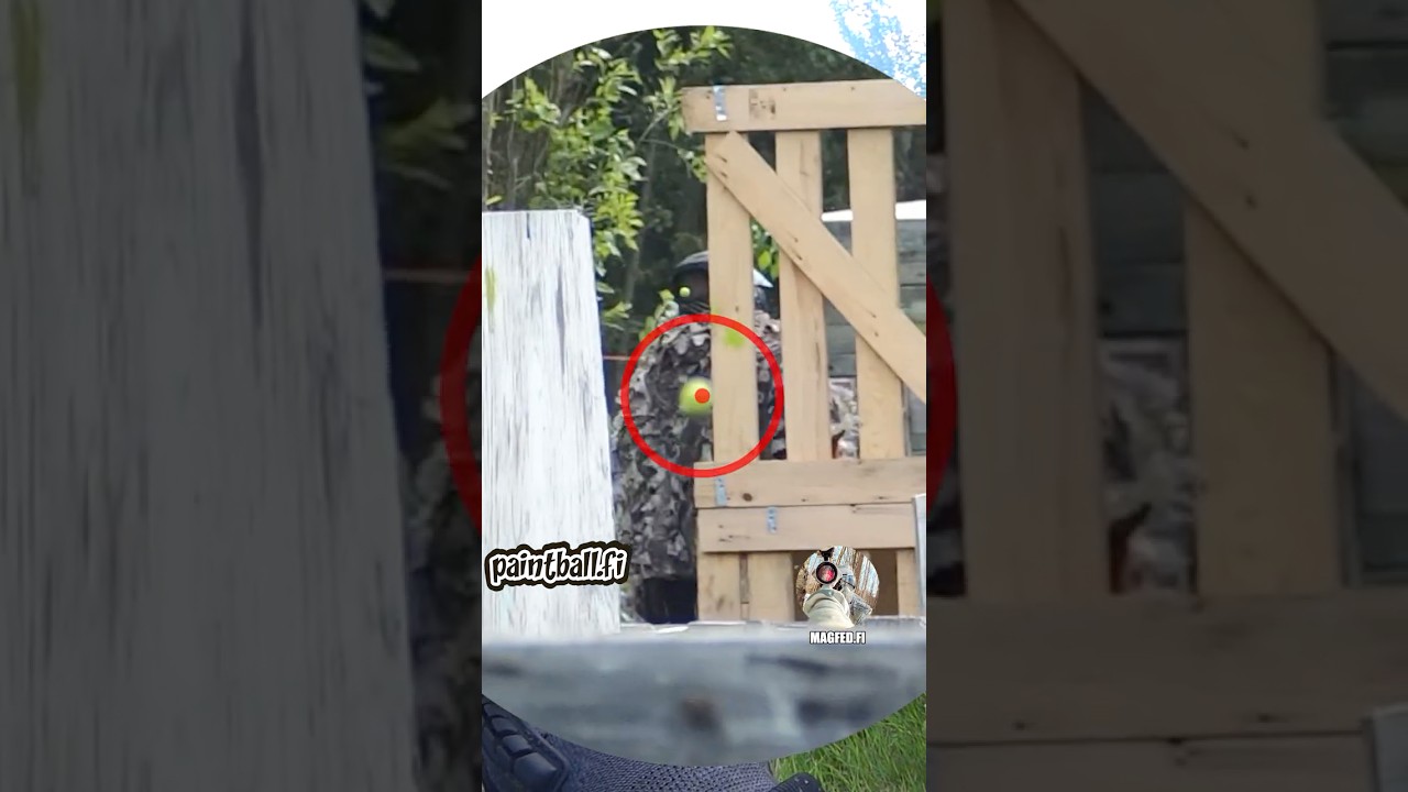 Surprise Shots Thru Fence - Slow Motion Magfed Paintball #shorts #magfedpaintball #paintball