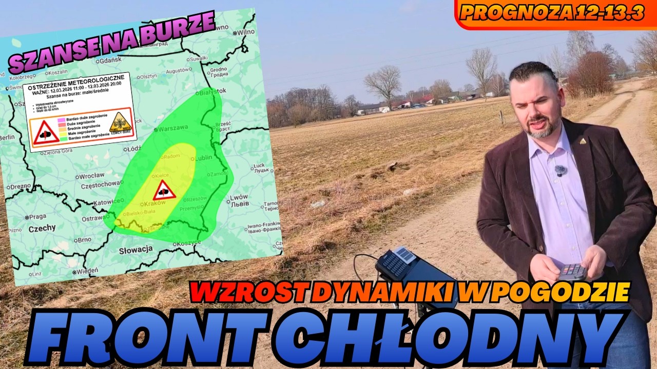 Front chłodny w środę nad Polską. Zanikające opady. Konwekcj i możliwe burze. Prognoza.