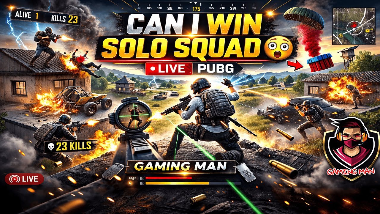 CAN I WIN SOLO SQUAD 😳 | LIVE PUBG | Gaming Man (Portrait)