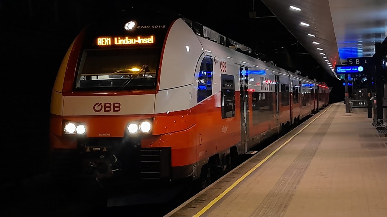 ÖBB 4748 001/501 als REX nach Lindau Insel und ÖBB EC 164 nach Zürich HB am Bahnhof Feldkirch.