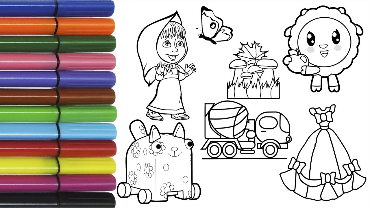 №104🎨✨ Coloring pages for kids Masha and the Bear, BabyRiki, Woodventures and other cartoons